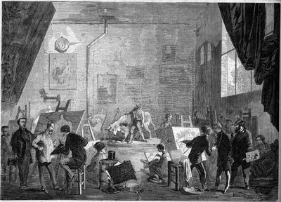 Vista del estudio del pintor Gustave Courbet, rue Notre Dame des Champs en París de French School