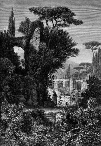 Villa Adriana (Villa de Adriano), antigua villa construida por el emperador romano Adriano en el siglo II. Italia de French School