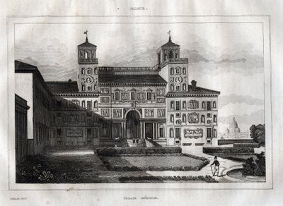 Villa Medici Roma - Villa Medicis - Grabado de "Italia pintoresca" - Pintura histórica y descriptiva de Italia por M. de Norvins, Ch. Nodier 1834-1836 de French School