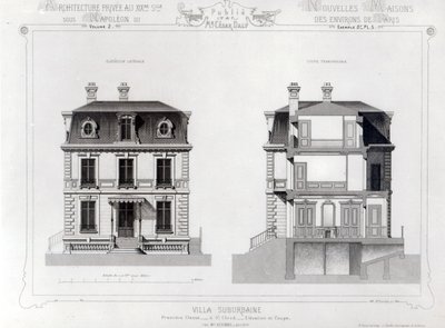 Villa Suburbaine, Premier Chasse en St. Cloud, de Architecture Privee au C19th de French School