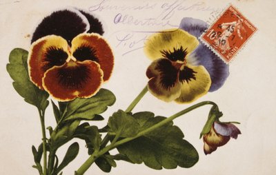Postal francesa vintage con adornos florales de French School