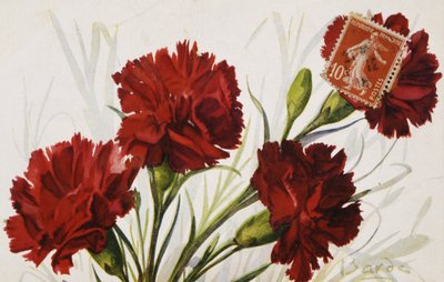 Postal francesa vintage con adornos florales de French School