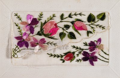 Postal francesa vintage con adornos florales de French School