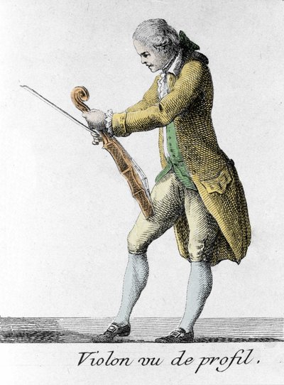 Violín visto de perfil. Grabado de finales del siglo XVIII. de French School