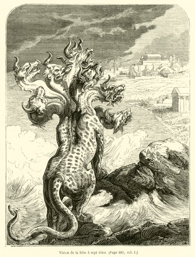 Visión de la bestia de siete cabezas de French School