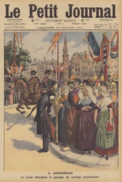 Visita a los Países Bajos por el Presidente de Francia (litografía a color) de French School