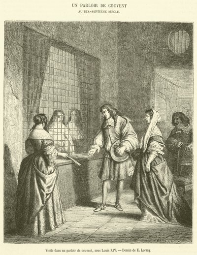 Visita en un locutorio de convento, bajo Luis XIV de French School