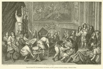 Visita de Luis XIV a la manufactura de los Gobelinos, en 1677 de French School