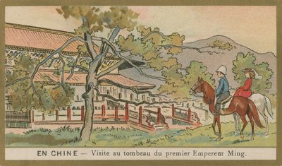 Visitando la tumba del primer emperador Ming, China de French School