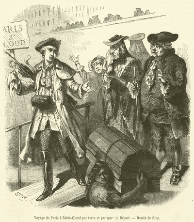 Voyage de Paris a Saint-Cloud par terre et par mer, le Depart de French School