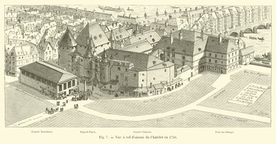 Vista aérea del Châtelet en 1750 de French School