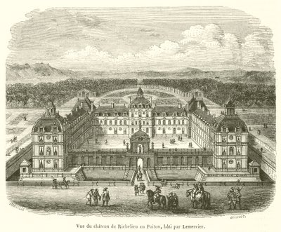 Vista del castillo de Richelieu en Poitou, construido por Lemercier de French School