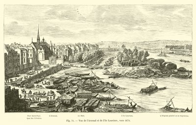 Vista del Arsenal y de la isla Louviers, hacia 1670 de French School