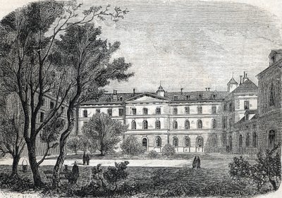 Vista del Hospital de la Piedad en París de French School