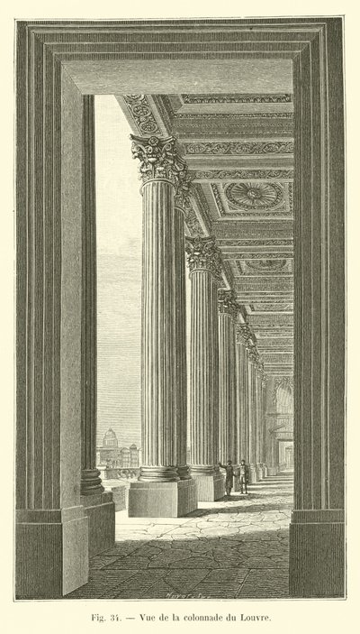 Vista de la columnata del Louvre de French School