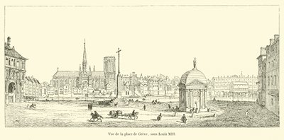 Vista de la plaza de Grève, bajo Luis XIII de French School