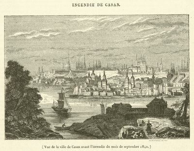 Vista de la ciudad de Casán antes del incendio de septiembre de 1842 (grabado) de French School