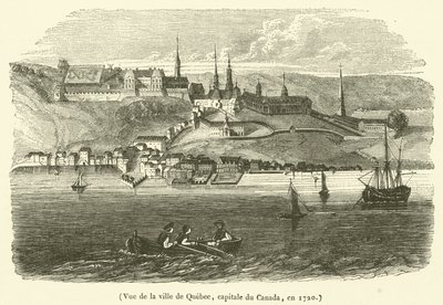 Vista de la ciudad de Quebec, capital de Canadá, en 1720 de French School