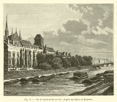 Vista del arzobispado en 1751; según una pintura de Raguenet de French School