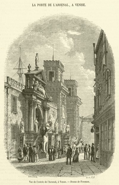 Vista de la entrada del Arsenal, en Venecia (grabado) de French School