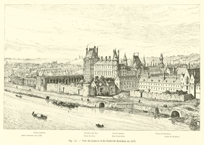 Vista del Louvre y del hotel de Bourbon en 1576 de French School