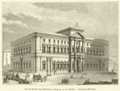 Vista del Museo Real Borbón, en Nápoles, calle de los Estudios de French School