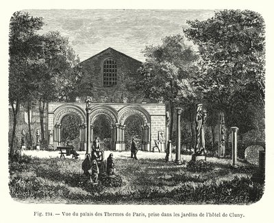 Vista del Palacio de las Termas de París, Tomada en los Jardines del Hotel de Cluny de French School