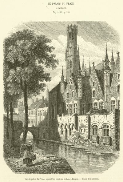 Vista del palacio del Franc, hoy palacio de justicia, en Brujas de French School