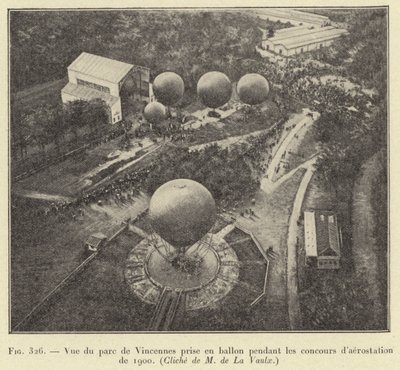 Vista del parque de Vincennes tomada en globo durante los concursos de aerostación de 1900 de French School