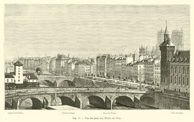 Vista del muelle aux Fleurs en 1855 de French School