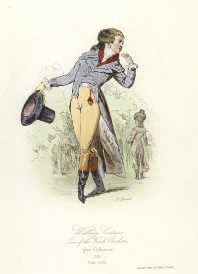 Traje de paseo, época de la Revolución Francesa de French School