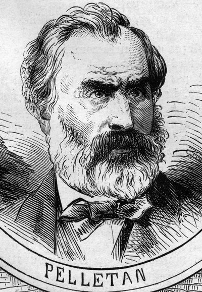 Guerra de 1870 - Gobierno de la Defensa Nacional: retrato de Eugène Pelletan (1813-1884), miembro del gobierno provisional de 1870. Grabado en 