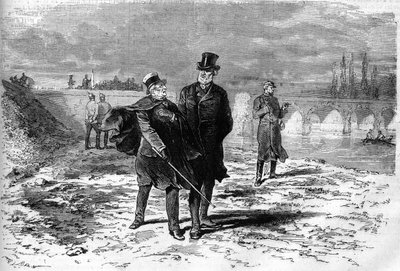 Guerra de 1870: entrevista entre Adolphe Thiers (1797-1877) y Jules Favre (1809-1880) que decidió la ruptura de las negociaciones sobre el armisticio con Alemania. Grabado en 