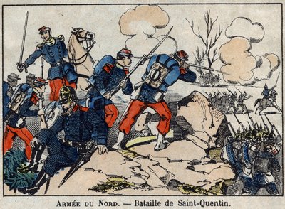 Guerra de 1870 entre Francia y Prusia: La Batalla de Saint Quentin en enero de 1871. Imagen de Épinal. de French School