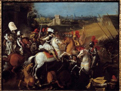 Guerra de religión: El rey Enrique IV (1533-1610) en la batalla de los Arques el 21 de septiembre de French School