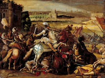 Guerra de religión: Enrique IV en la Batalla de Arques (21 de septiembre) de French School