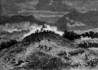 Guerra del Pacífico (1879-1884) entre Perú y Bolivia y Chile - Batalla de Los Ángeles - 22 de marzo de French School