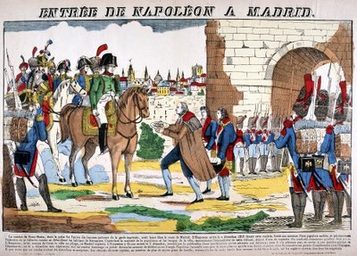 Guerra de la Península (1807-1814) - La entrada de Napoleón I a Madrid el 2/12/1808. Imagen de Epinal de French School