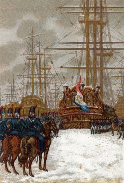 Guerras de la Revolución Francesa: Captura de la flota holandesa en el Helder en Holanda (finales de diciembre de 1794 - principios de enero de 1795): la flota fue tomada por la caballería del General Pichegru, mientras el hielo detenía cualquier movimient de French School