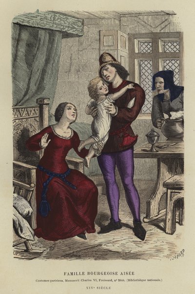 Familia burguesa adinerada, siglo XIV de French School