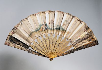 Abanico de boda con querubines y Betsabé, costillas estilo Luis XVI de French School