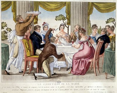 Banquete de bodas, ritual de la liga - c. 1812 de French School