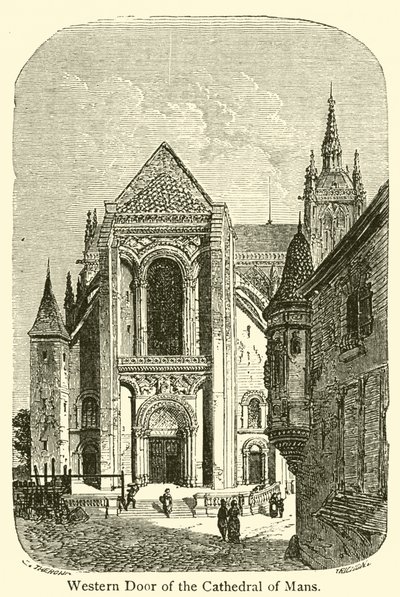 Puerta Occidental de la Catedral de Mans (grabado) de French School