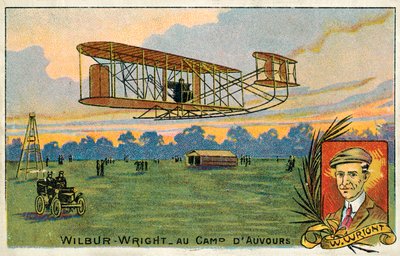 Wilbur Wright haciendo un vuelo en el Camp d