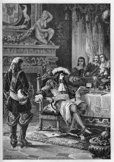 Guillermo III de Orange recibiendo la noticia del nacimiento del Príncipe de Gales - Guillermo III (1650-1702) recibiendo la noticia del nacimiento del Príncipe de Gales - Noticias para Guillermo III - grabado de “L