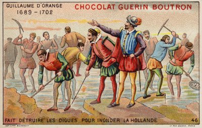 Guillermo de Orange destruyendo diques para permitir la inundación de Holanda de French School