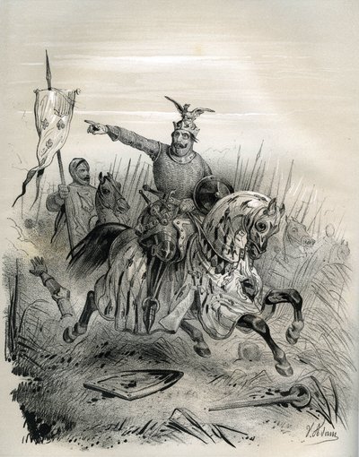 Guillermo el Conquistador durante el asalto y la toma de Mantes en julio de 1087, ilustración de "Francia en la Edad Media" (grabado) de French School