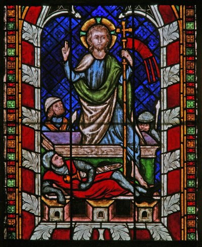 Ventana N-chapA que representa la Resurrección de French School