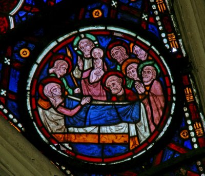 Ventana Rosa Norte que representa la Muerte de la Virgen María de French School