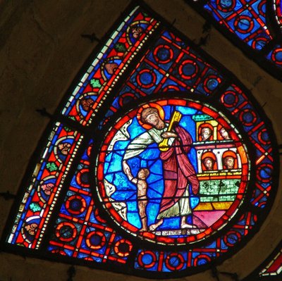 Ventana Ww que representa a San Pedro con la llave del cielo de French School